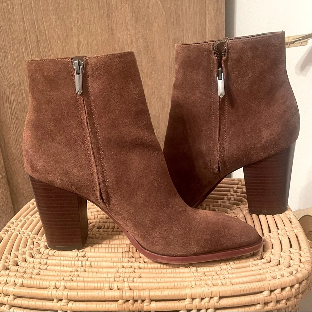 Sam Edelman Tan Suede Leather Heeled Ankle Boot Women's Size 10